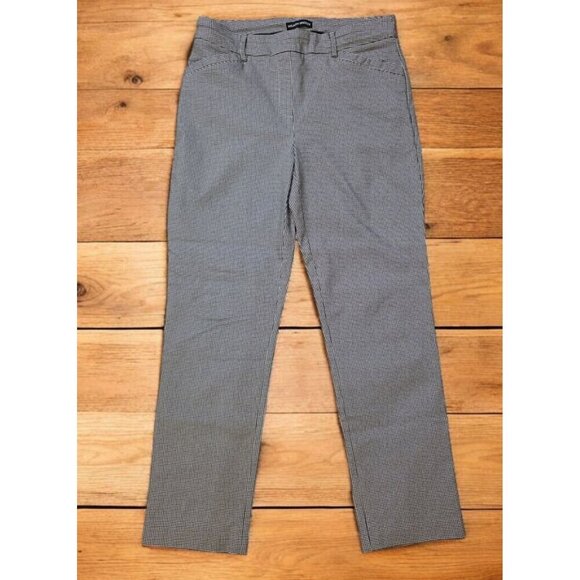 Hilary Radley Pants Womens Medium Ankle Houndstooth Black White Stretch EUC - Picture 1 of 10